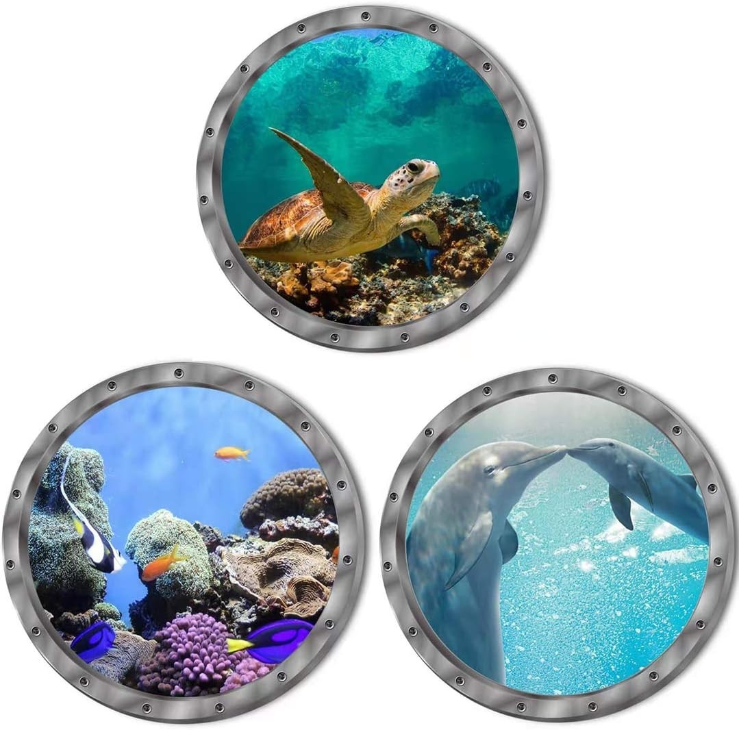 Light Blue Ocean-Themed Wall Decals – Waterproof & Removable Stickers