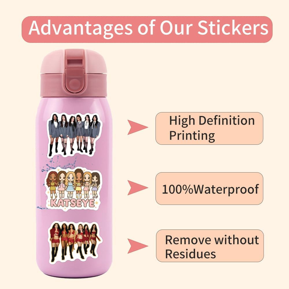 120 PCS KATSEYE Stickers, Waterproof Vinyl Pop Korean Girls Stickers for Laptop