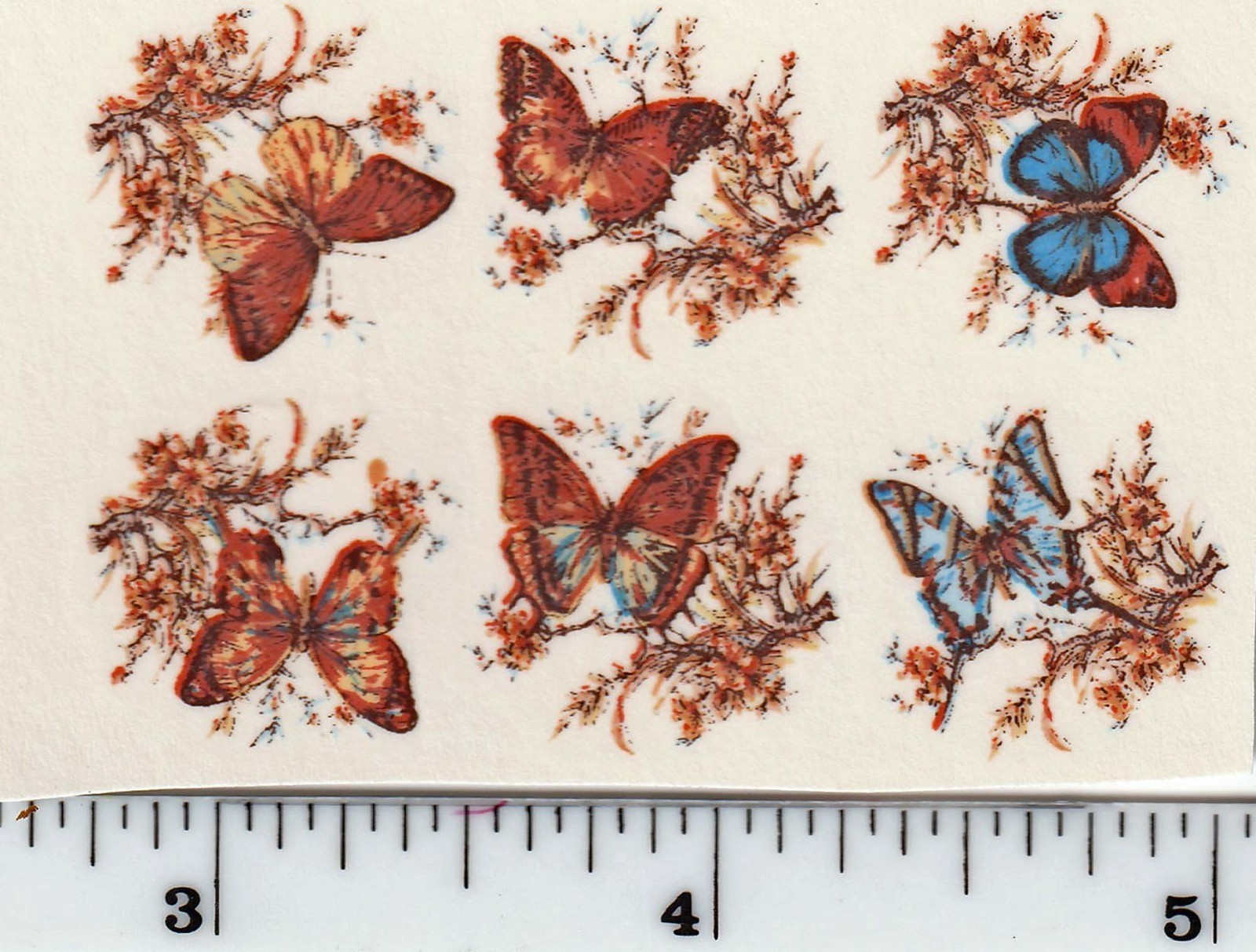 Mini Vintage Butterfly Ceramic Waterside Decals -18- 5/8" x 3/4" (6 poses) craft