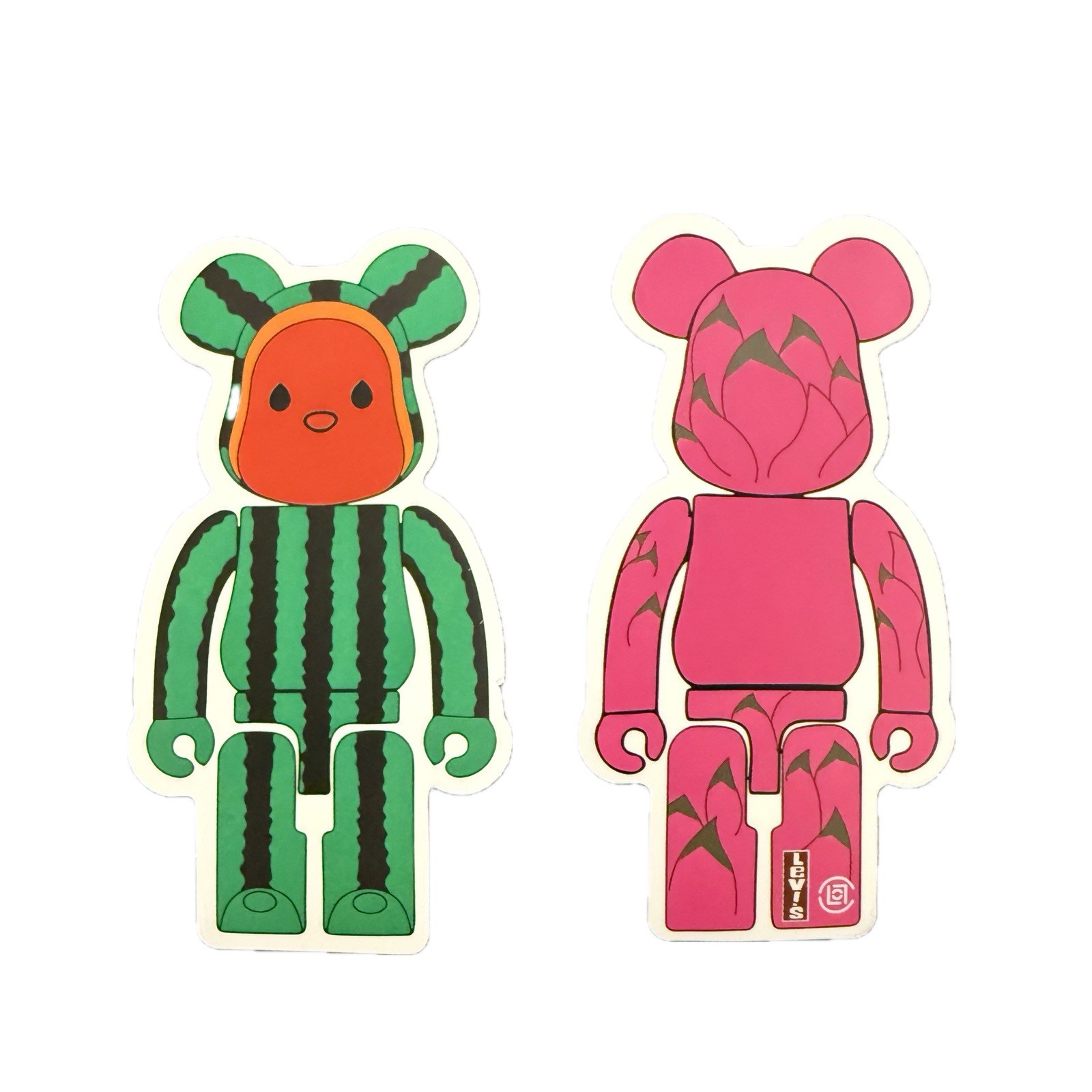 Bearbrick Style Sticker Lot Watermelon Levi’s Designer Art Toy Decals Set of 2