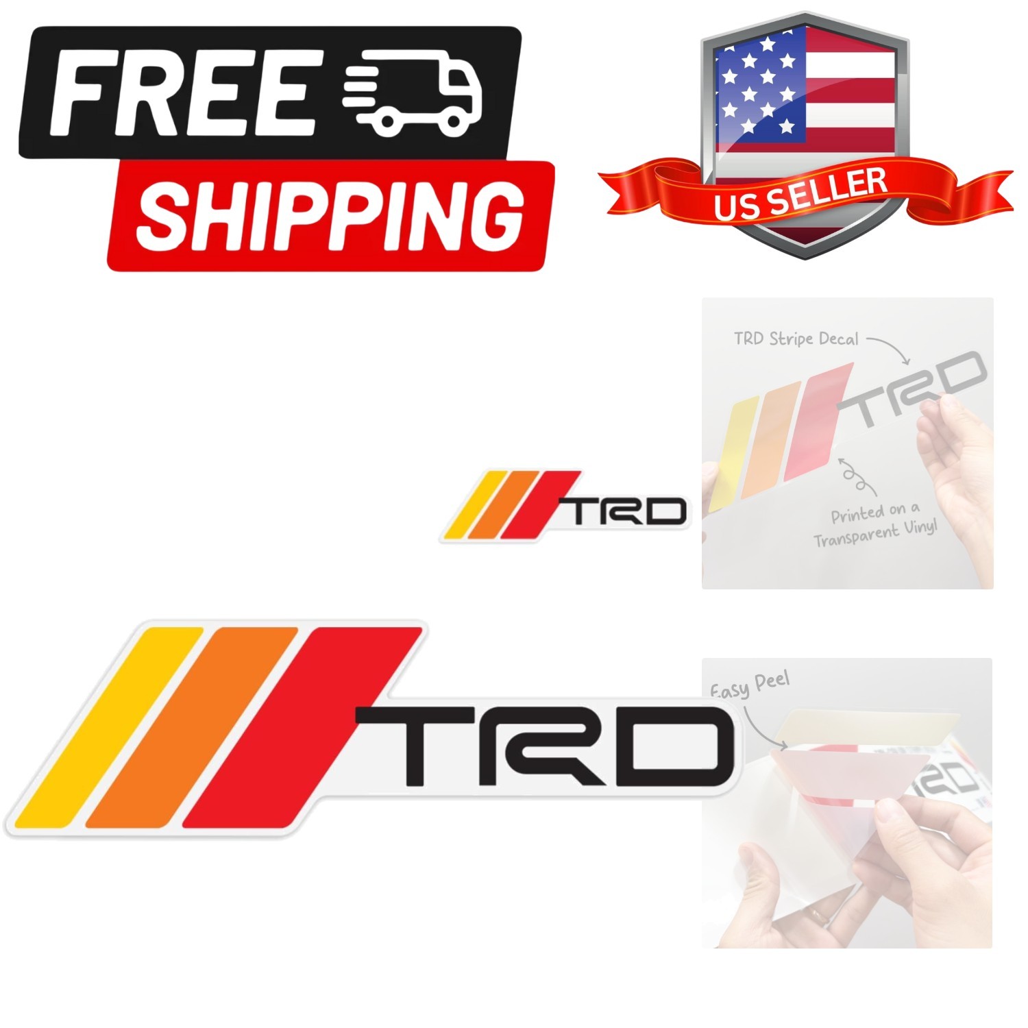 Removable TRD Decal Graphic Sticker 10inch X 3inch Tricolor Retro Vinyl Decal…