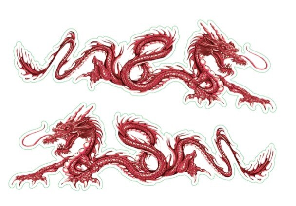 NEW LETHAL THREAT RED DRAGON LEFT/RIGHT MINI DECAL STICKER 2.5"x3.5" LT55027