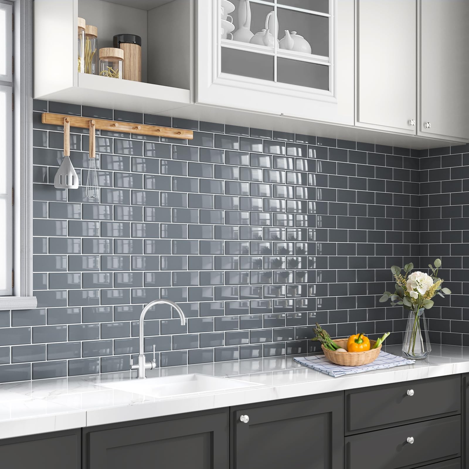 Peel and Stick Backsplash for Kitchen: Adhesive Wall Tiles for Bathroom – Vin…