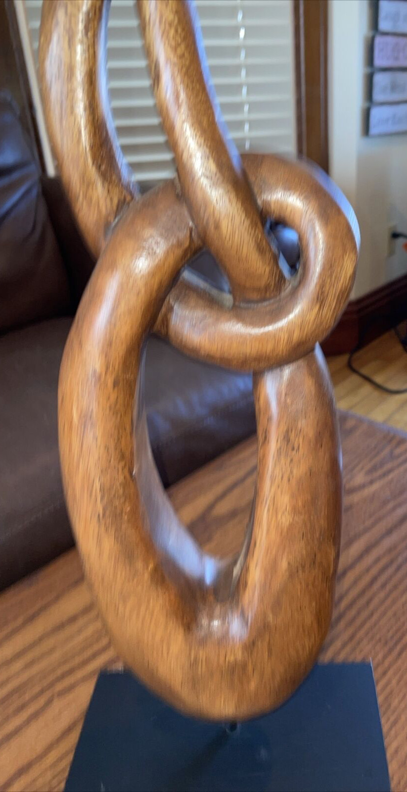 Wood Deco Sculpture with Black Base