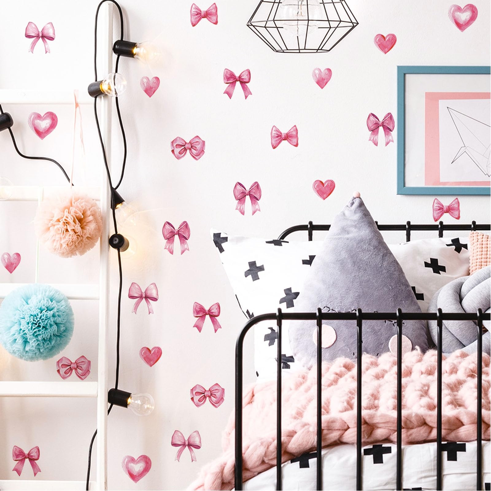 48pcs Pink Bowtie Decor for Bathroom and Bedroom Bow Wall Stickers and Decals…