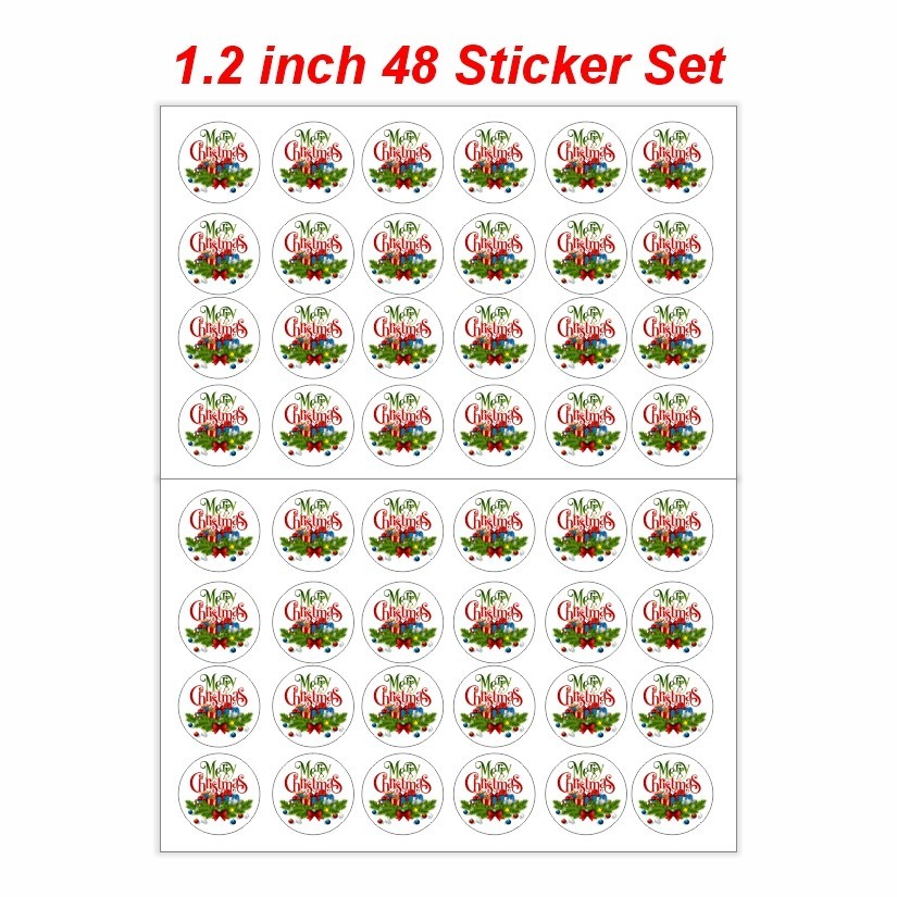 Merry Christmas Round Dot Stickers Set, 1.2" & 1.5"