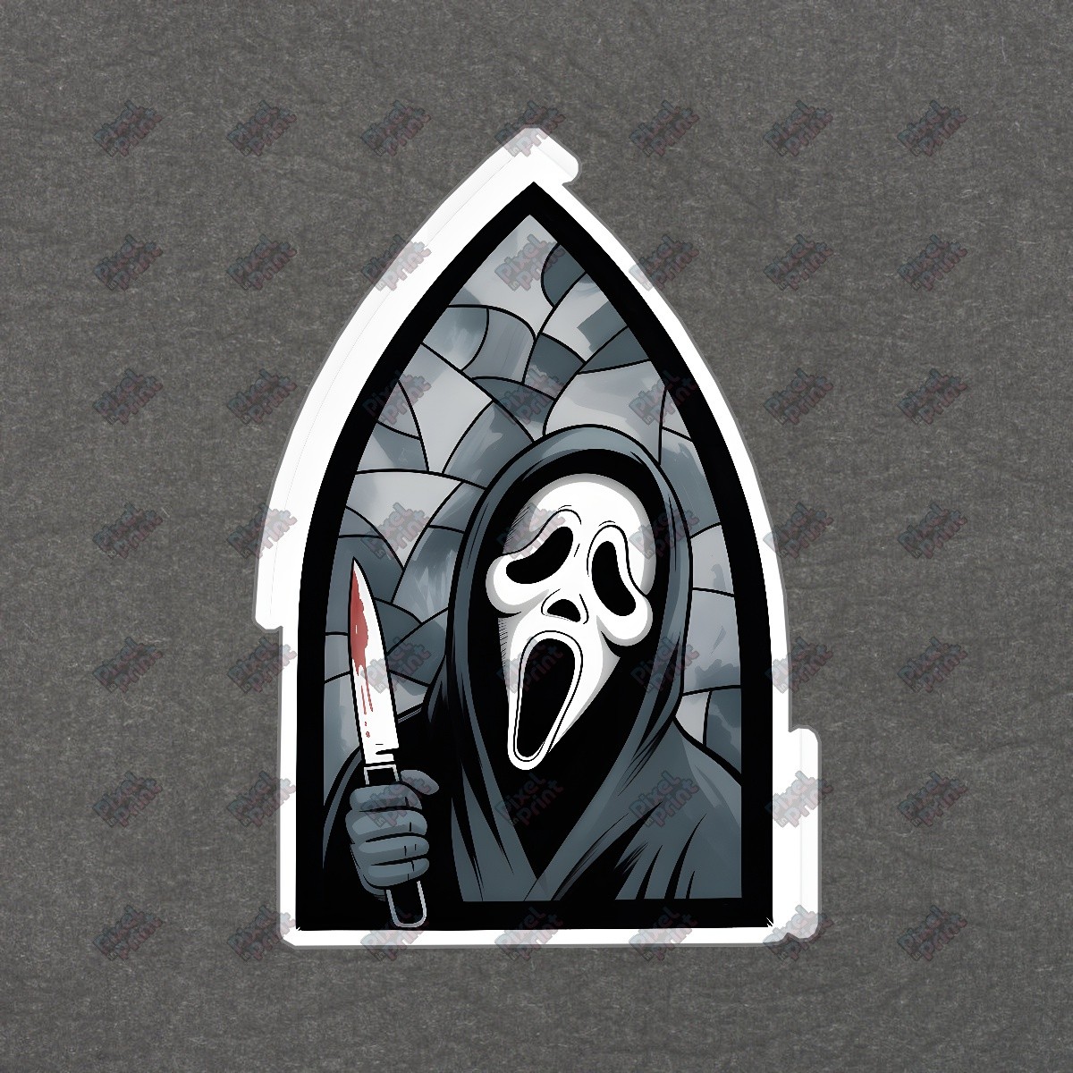 Ghost Face Sticker Scream Movie Inspired Horror Art Dark Cloaked #8982