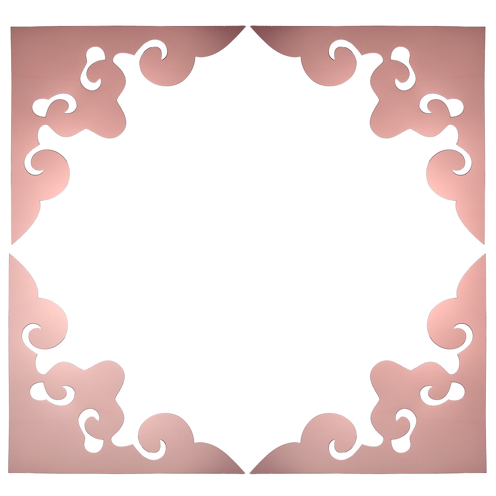 4Pcs Corner Decorative Pattern Hollow Mirror Wall Stickers(Rose Gold, 7.9×7.9")