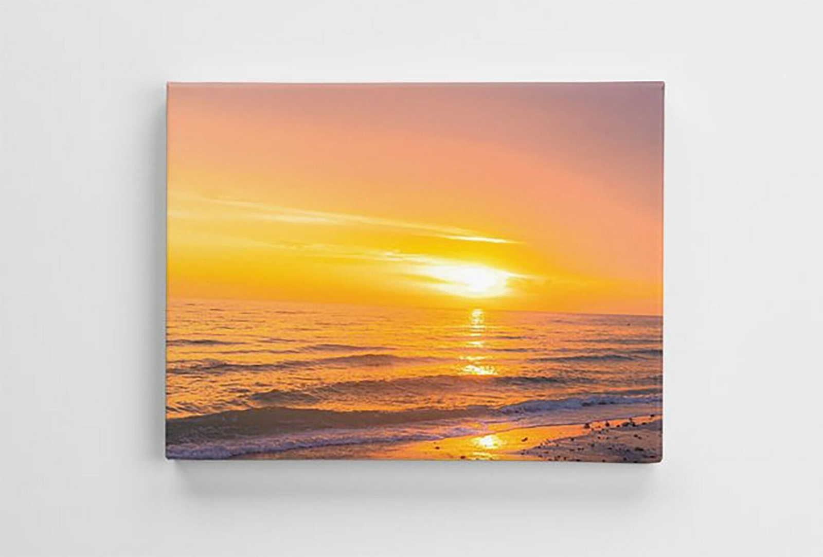 Premium canvas mounted sunset beach print vibrant & fade-proof, 4 sizes