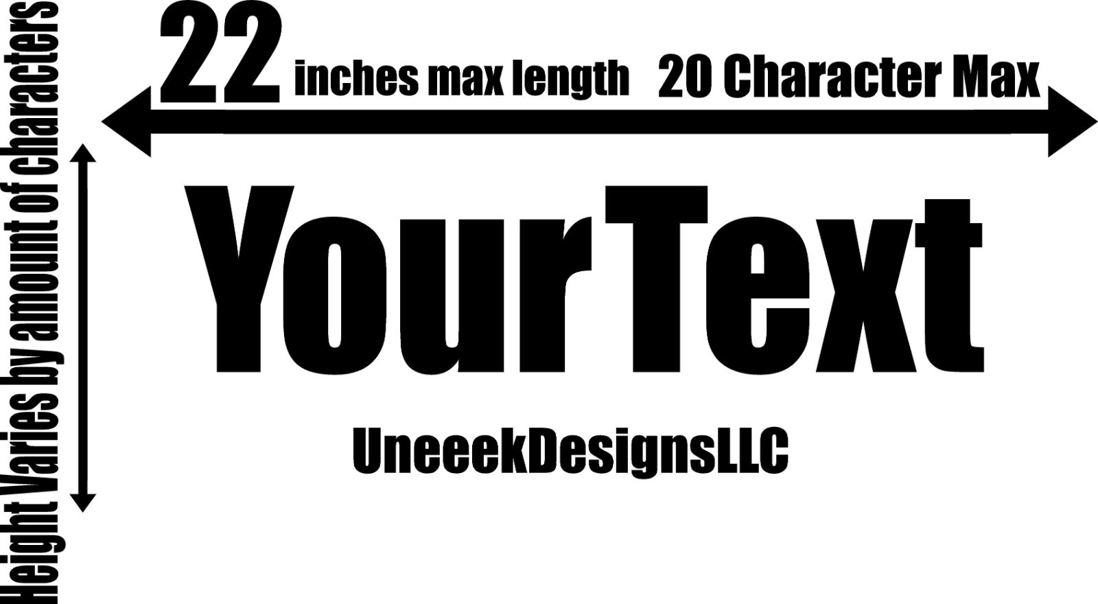 Custom Text 22 inch Vinyl Decal Sticker Car Window Bumper Personalized Bold Font