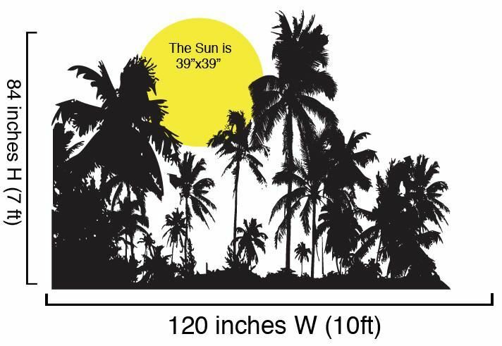 Tropical Night Sunset Palm Tree Wall Decal. #376