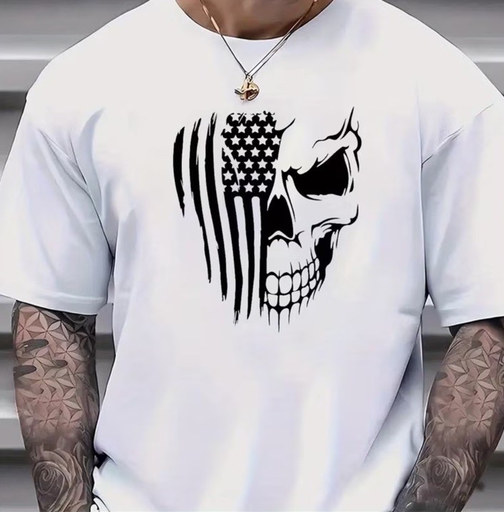 2 Patriotic Skull And American Flag Print Sheet Ready To Press Heat Transfer