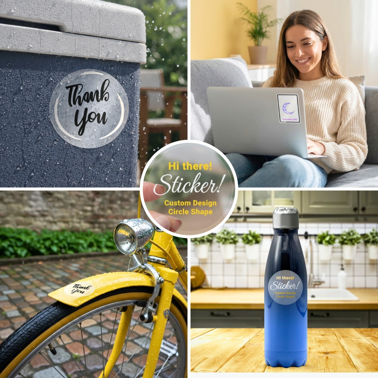 Transparent (clear) Custom stickers – Your Logo, Text, Name, 1-5 inch, Qty 100