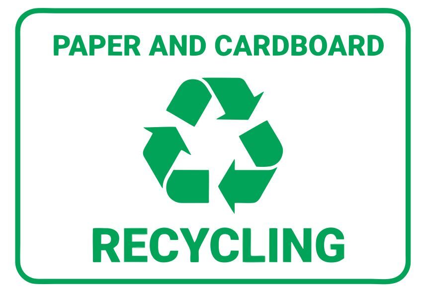 Paper and Cardboard Recycling Safety Sign Sticker Decal Label D7356