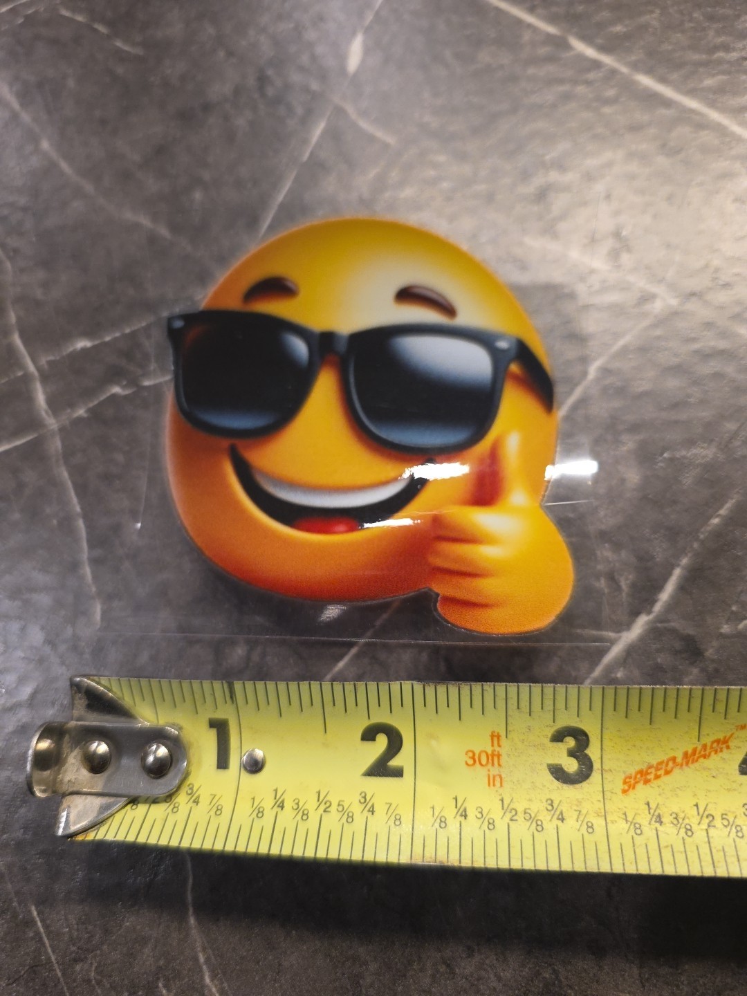 Sun Glasses Thumb Up Smiley Face Emoji UVDTF Raised Decal Sticker Waterproof
