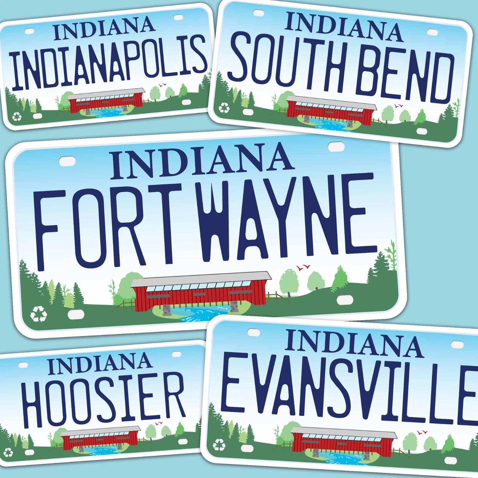 Indiana License Plate Bumper Stickers – Choose Your IN Decal for Laptop