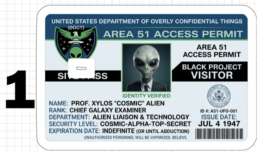 Funny ID Credit Debit ATM Gift Card Skin Sticker Learing Man Woman Alien Parody