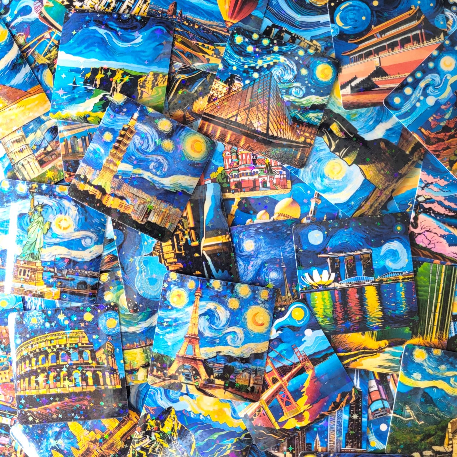 Starry Night at the Forbidden City Beijing China Vinyl Stickers !! Van Gogh