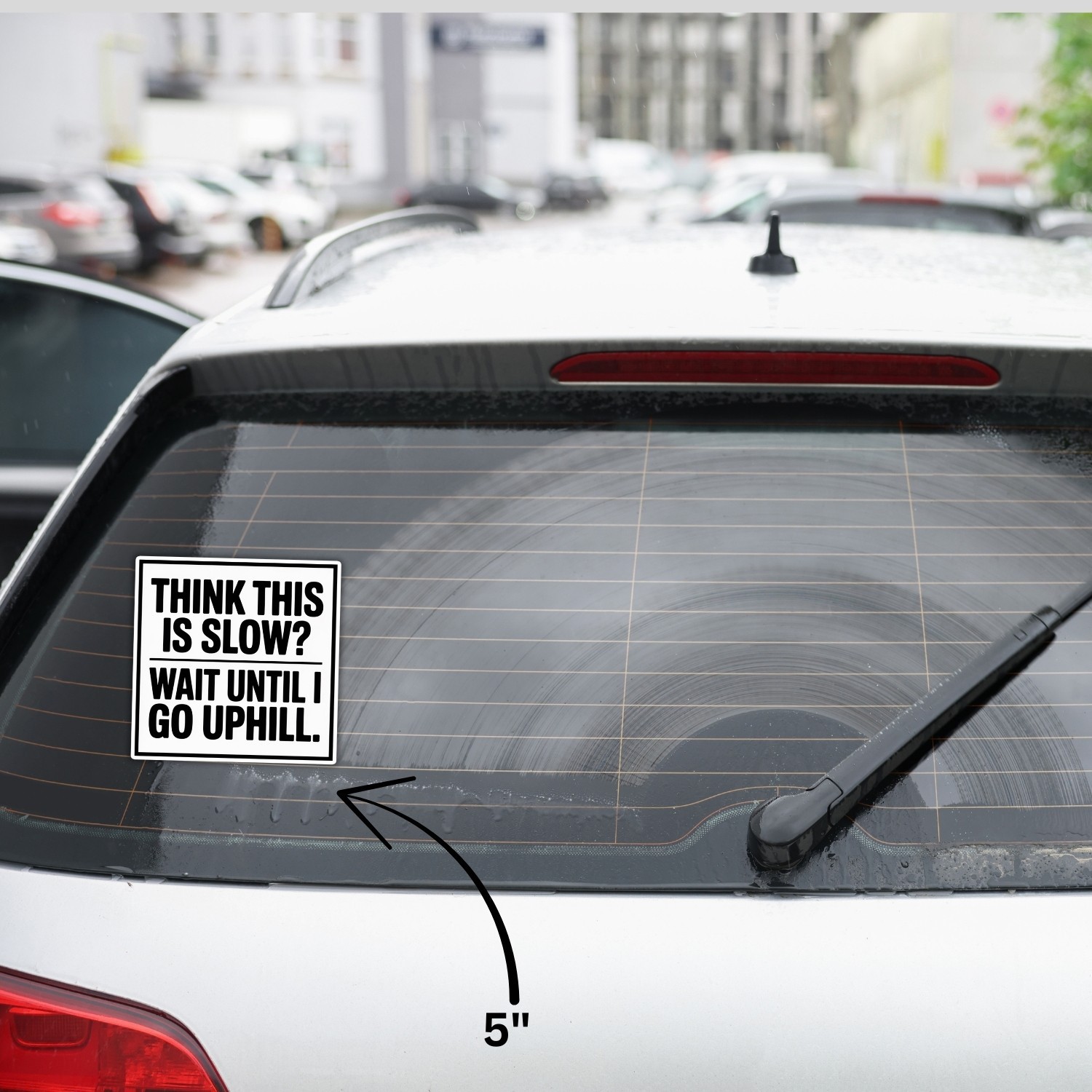 4PCS Funny Driving Humor Stickers Slow Uphill Vinyl Decal Gift Set