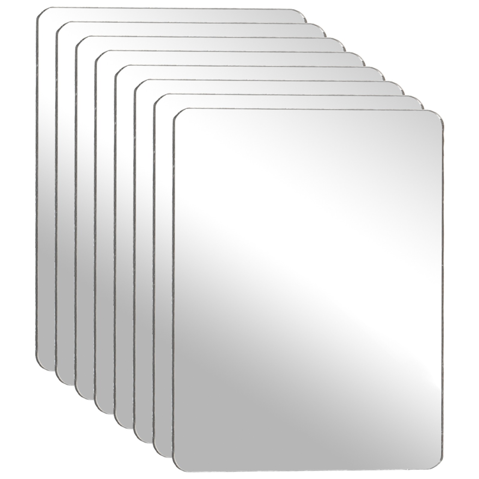 8Pcs Acrylic Mirror Sheet, 2×1.6" Rectangle Self Adhesive Mirror
