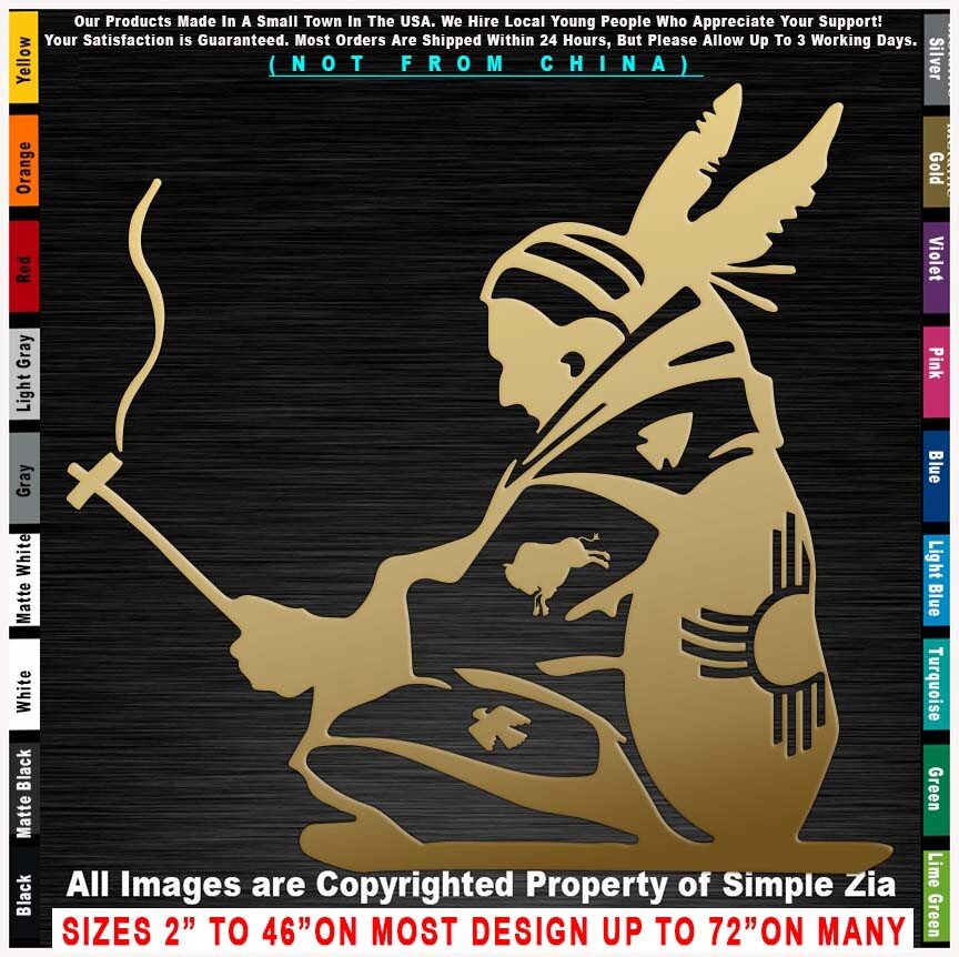 Zia Medicine Man Pipe Native American Hopi Lumbee Pueblo Navajo Sticker Decal