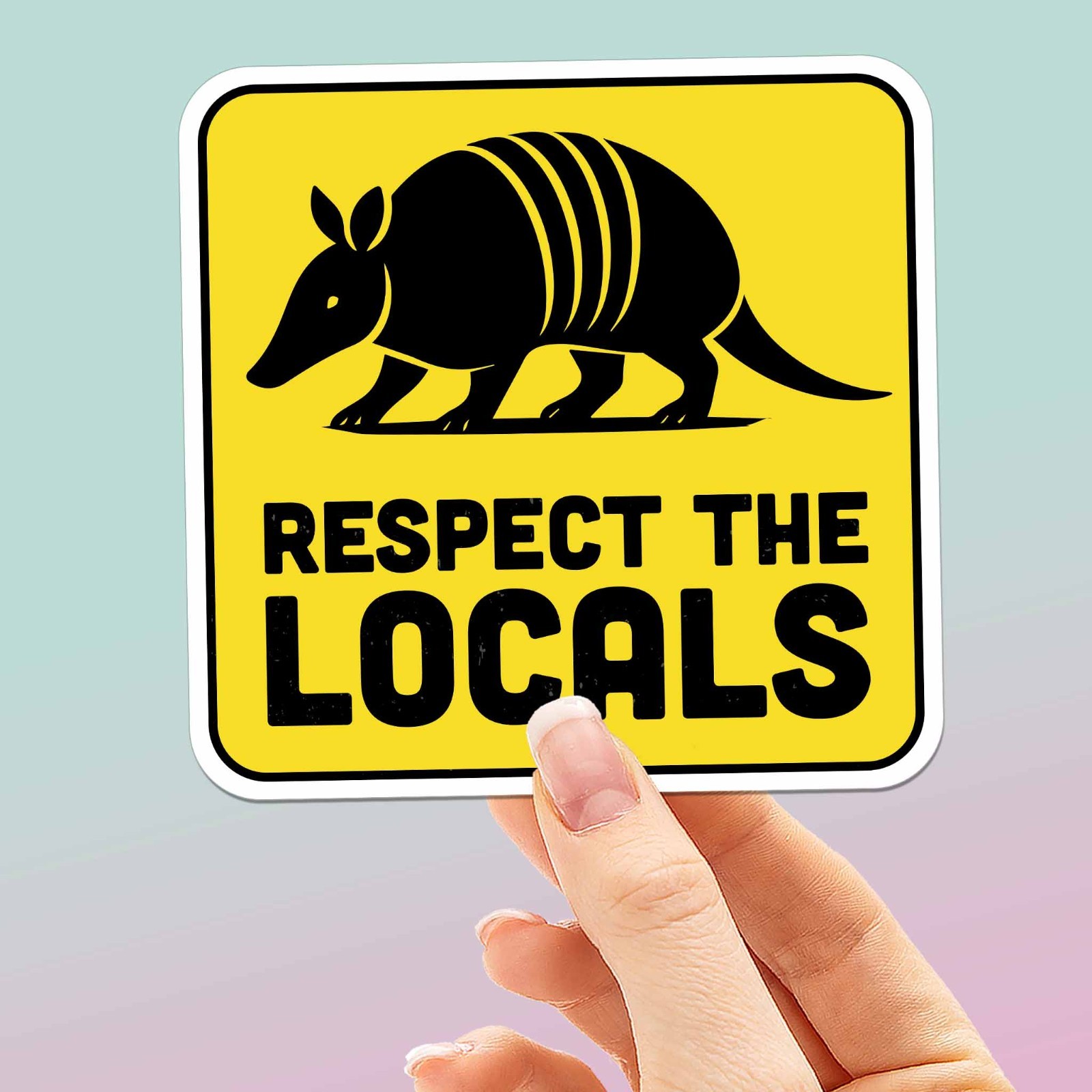 Respect the Locals Armadillo Sticker – Southern Decal for Water Bottle & Laptop