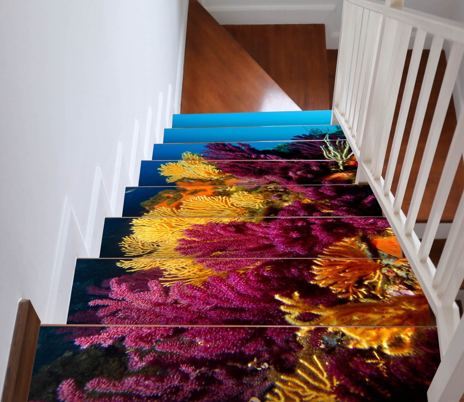 3D Vibrant Coral W106 Stairs Risers Decoration Photo Mural Vinyl Wallpaper Vera