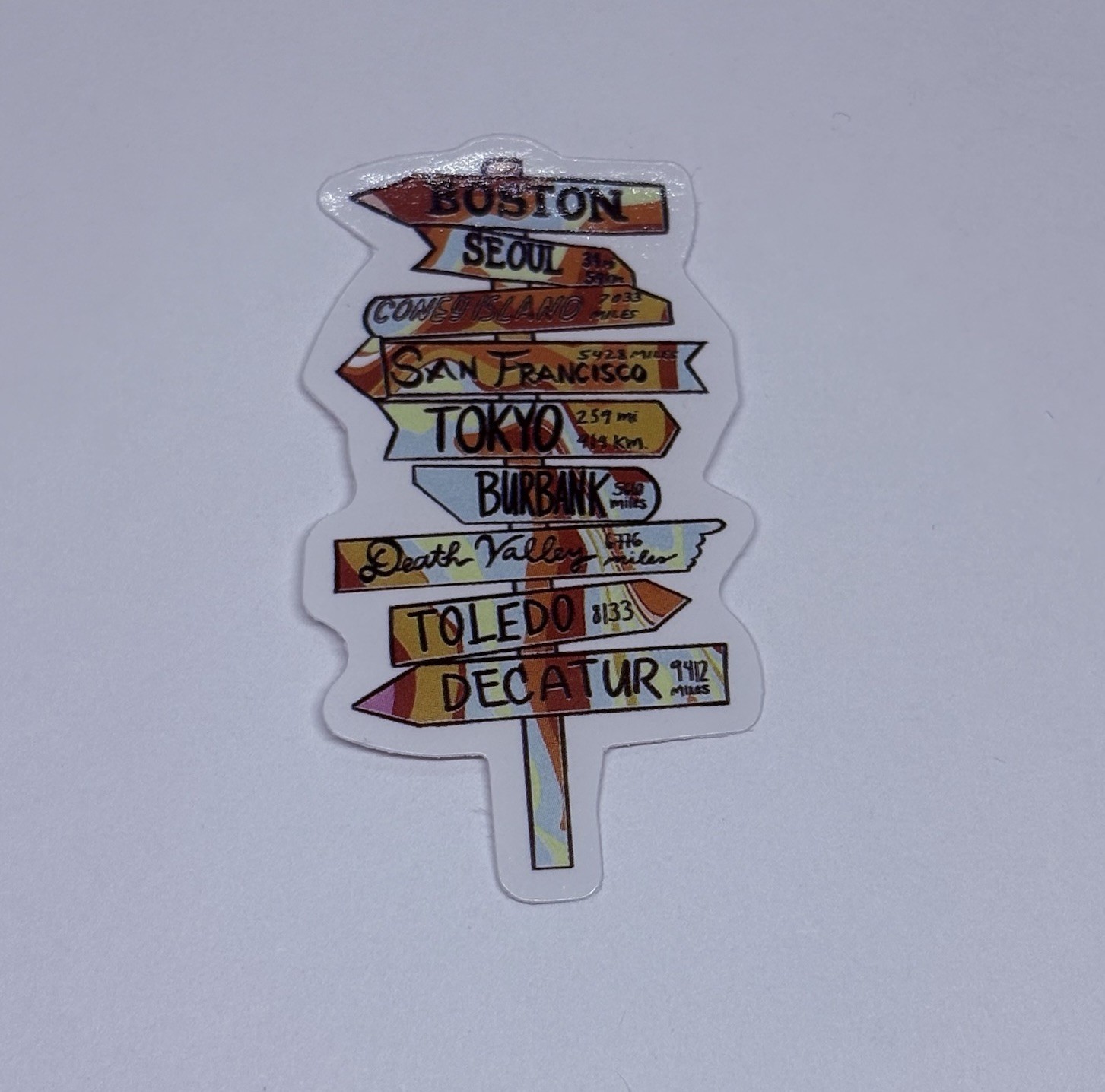 World Travel Sign Post Sticker City Tour Art Decal Vinyl Souvenir Tc9