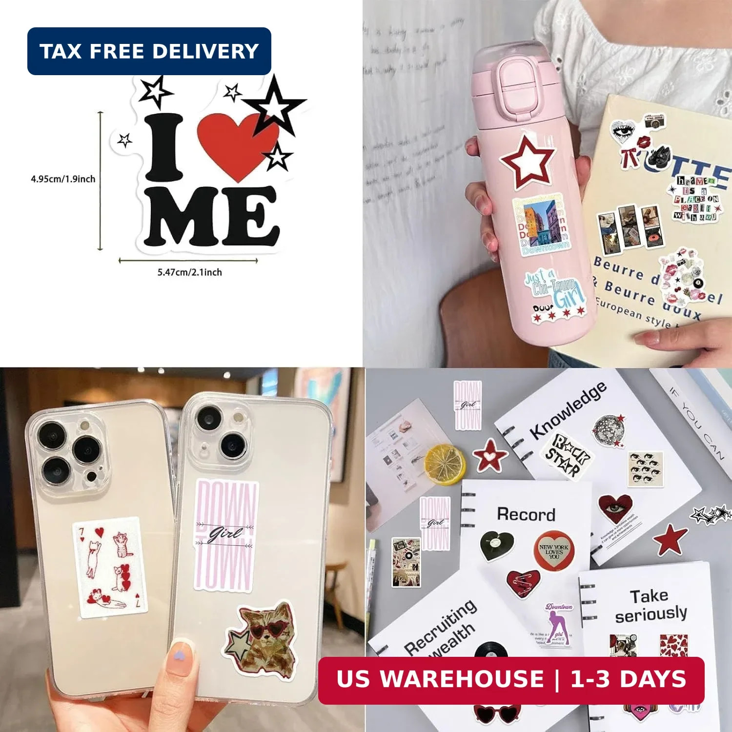 Aesthetic Stickers Pack of 100 – Waterproof Vinyl Decals for Water Bottle, Lapto
