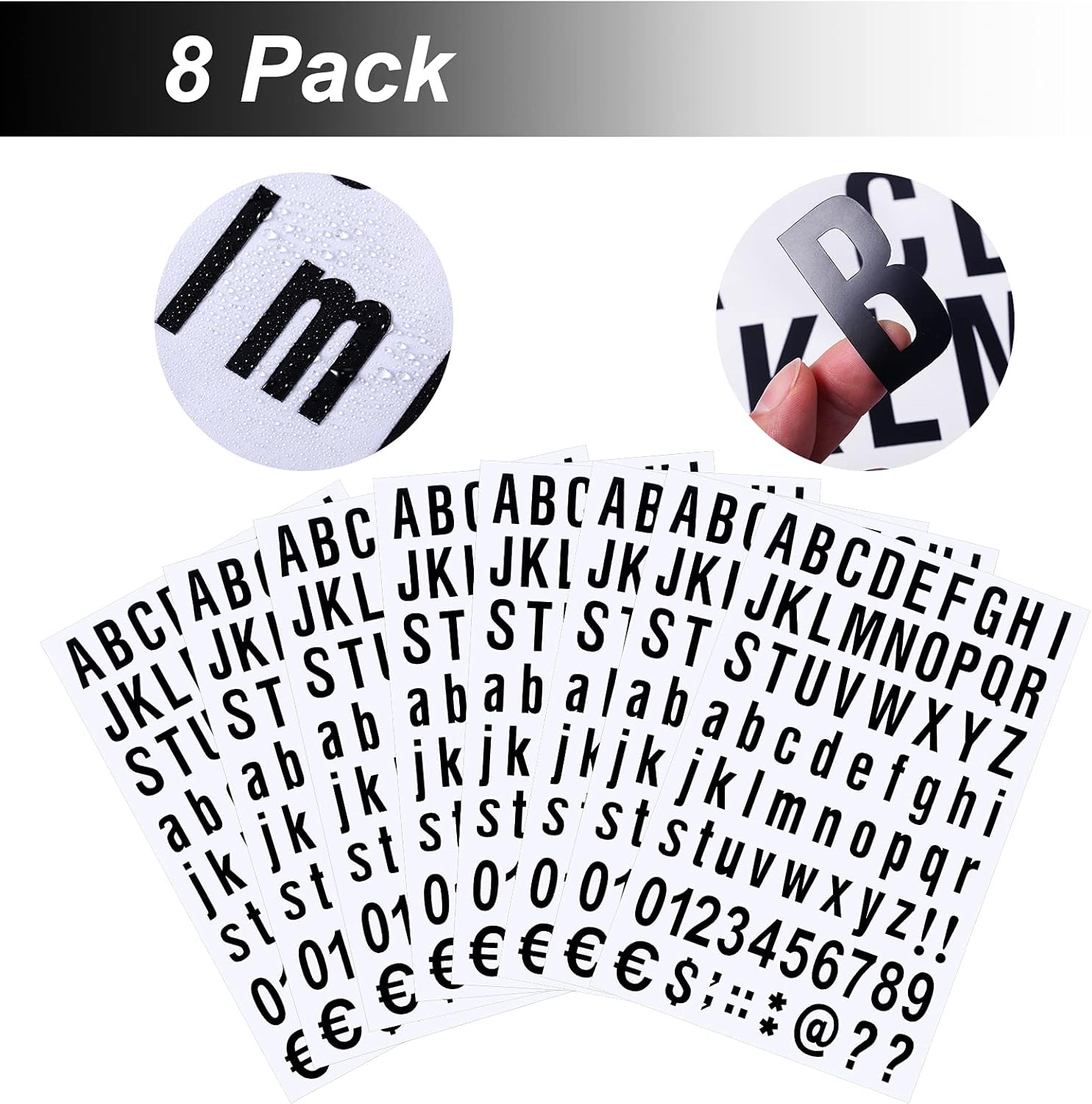 8 Sheets Self Adhesive Vinyl Letters Numbers Kit, Mailbox Numbers Sticker for Ma