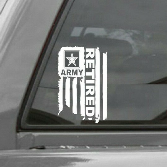 DISTRESSED UNITED STATES ARMY FLAG RETIRED VINYL DECAL STICKER U.S. ARMY
