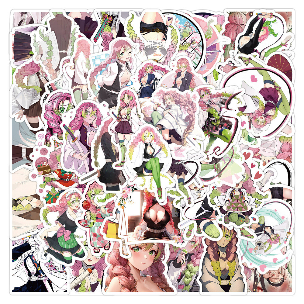 100Pcs Kanroji Mitsuri Demon Slayer Anime Stickers for Kids Bottle Waterproof