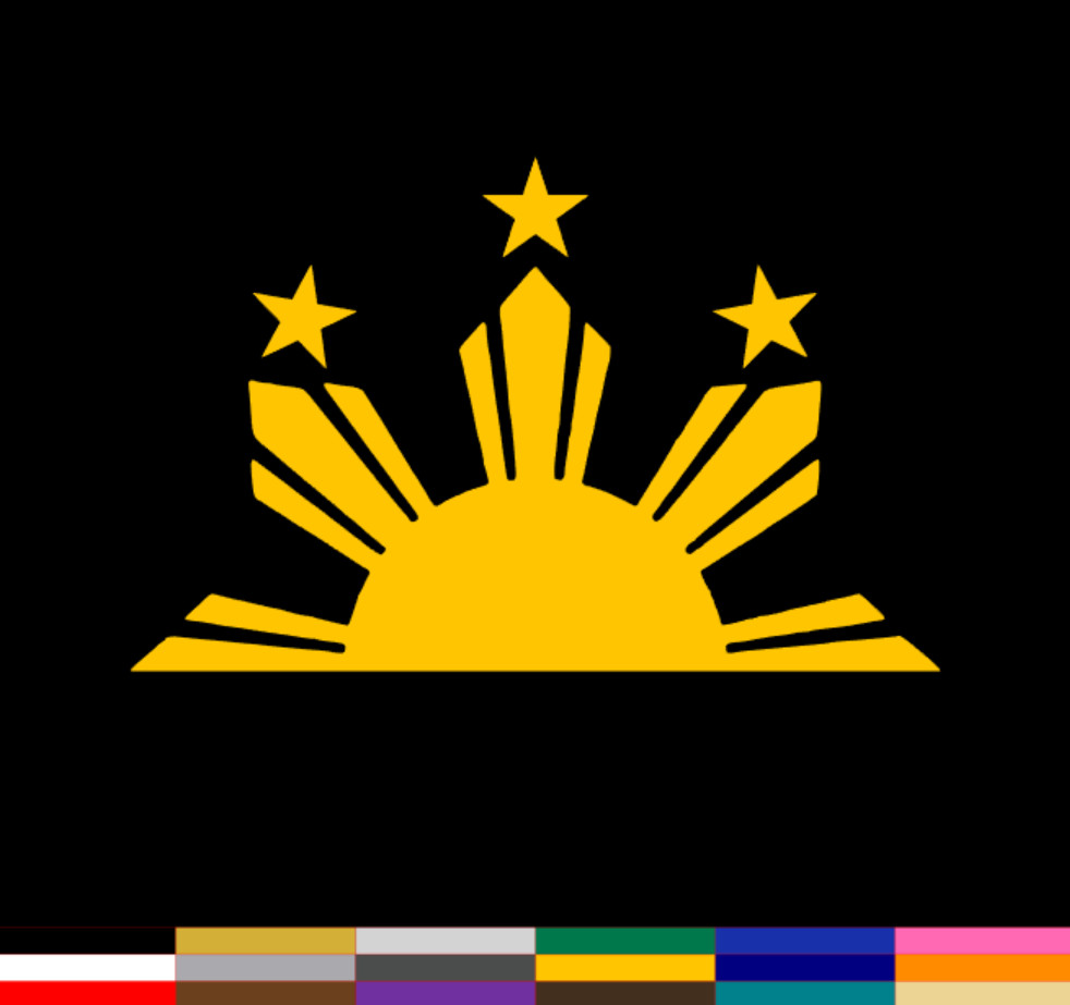 Philippines Half Sun Star Decal PICK SIZE COLOR Vinyl Sticker Wall Filipino Flag