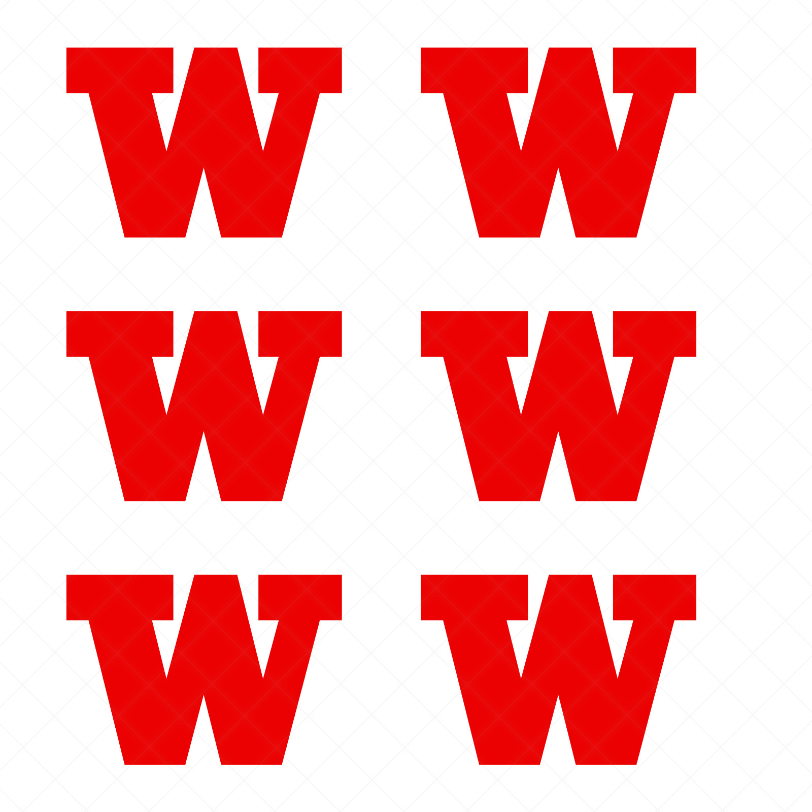 Bold "W" Vinyl Decal 6-Pack – Waterproof Letter Stickers for Indoor & Outdoor