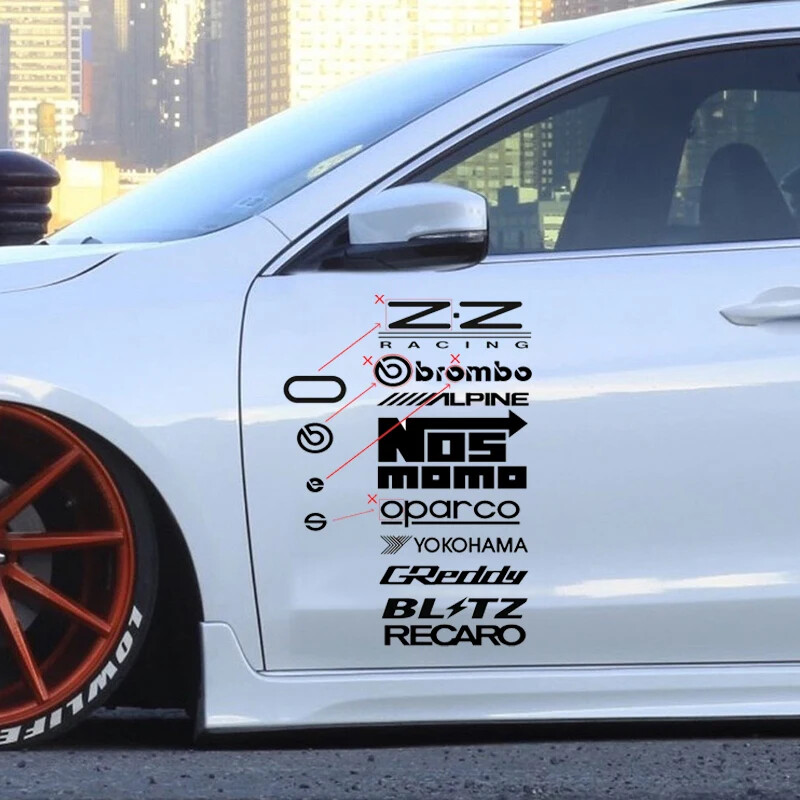 Racing Door Decals Set Car Reflective Sticker Kit Waterproof Deco Vinyl Sticker