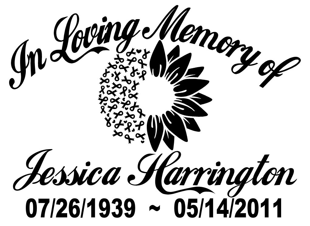 In Loving Memory Decal Cancer Ribbon Flowers | Floral Car Vinyl Sticker Custom