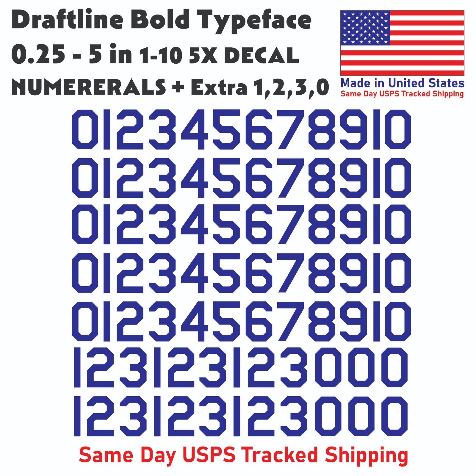 1-10 5x+ DRAFTLINE Outdoor Vinyl Decal Numbers for Mailbox Door Address Lockers