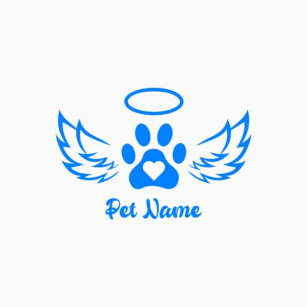 Personalized Angel Wings Paw Print Decal – Custom Pet Memorial Sticker 7×4.5