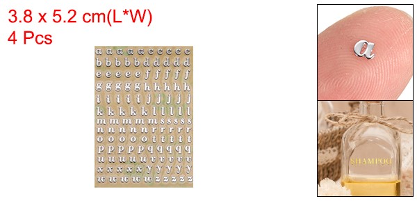 4Sheets Letter Stickers 0.12"Letter Stickers Alphabet Stickers(Silver Lowercase)