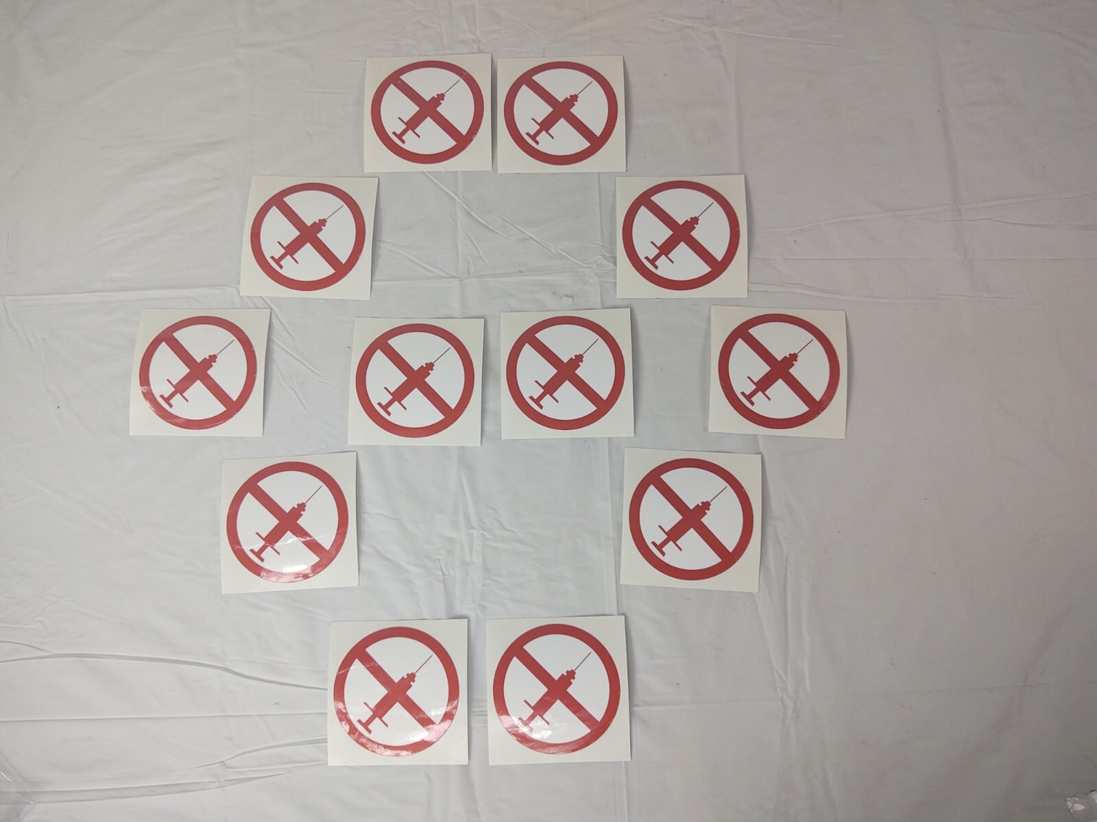 No Syringe Needles Round Trash Can Receptacle Stickers 12 Individual Stickers
