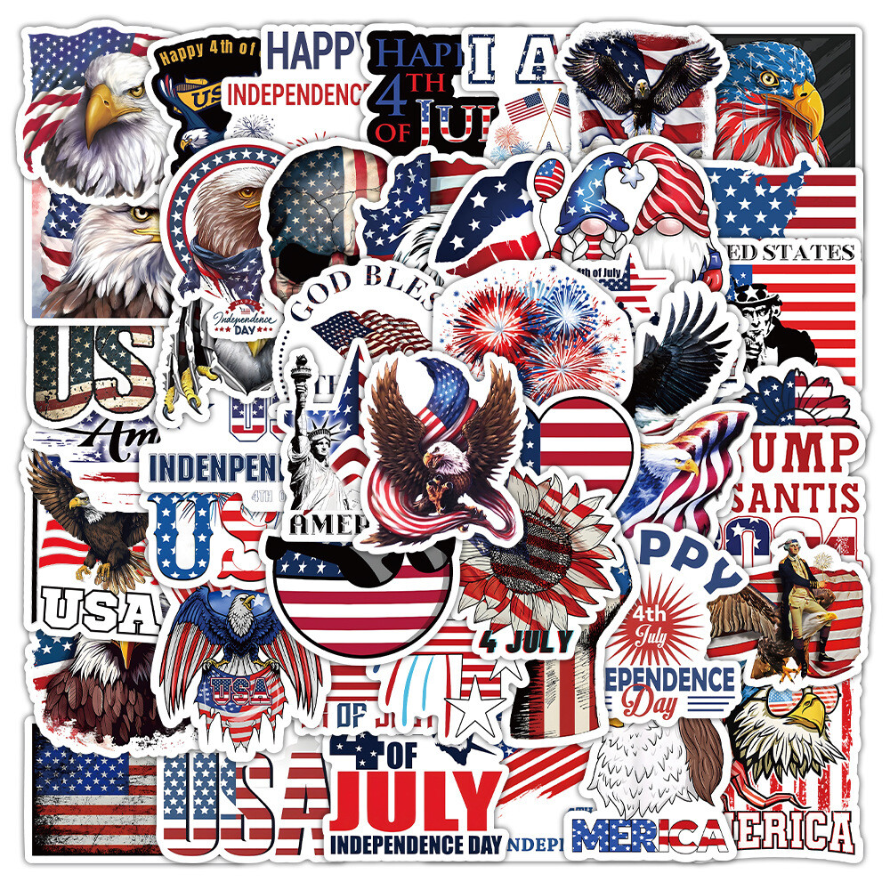 100Pcs July 4th Independence Day Sticker for Adults Teens Girls Water Bottles