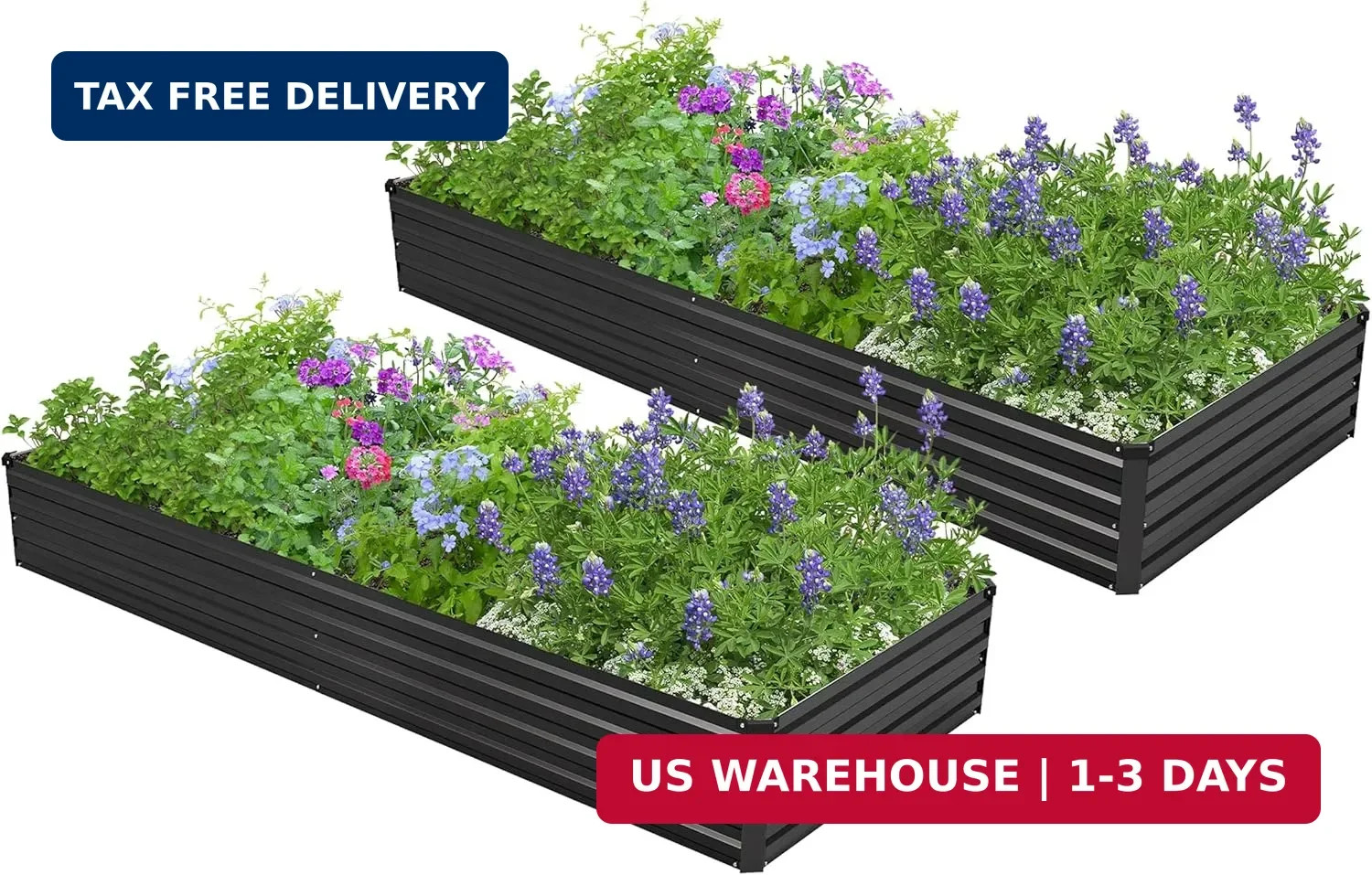 2PCS 7x3x1ft Galvanized Raised Garden Bed,Outdoor Planter Box Metal Patio Kit Pl