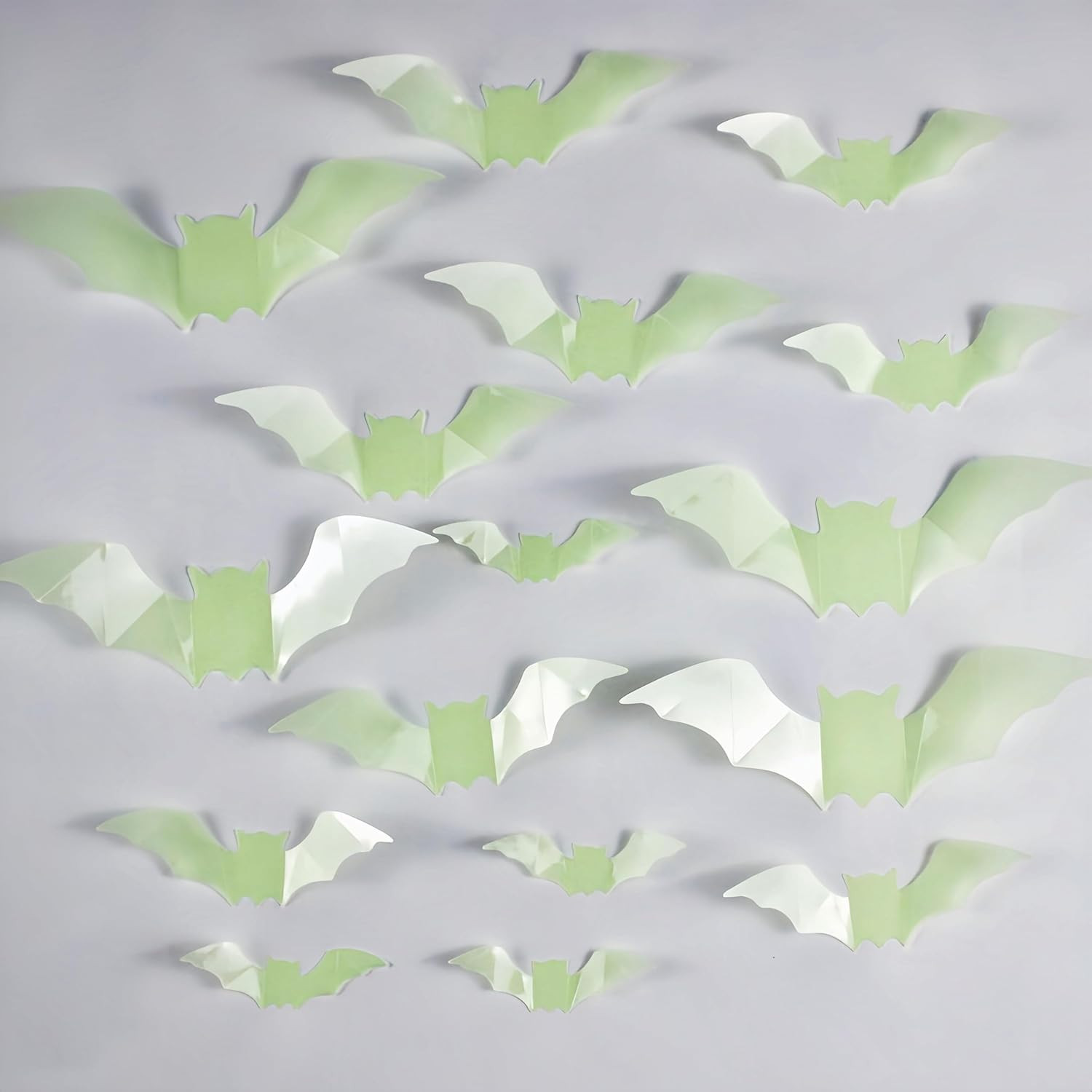 16PCS Glow in the Dark Bat Wall Decals 3D Luminous Halloween Stickers