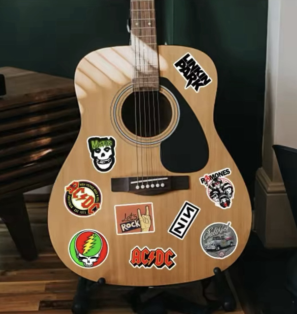 Classic Rock Stickers 50pk Mixed Rock Band Music Themed Random Dad Rock Stickers
