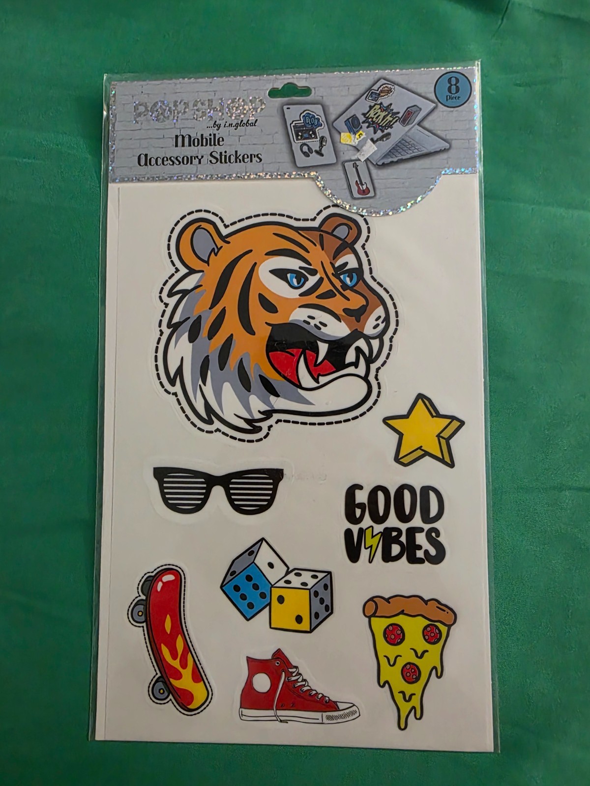 Pop Shop Mobile Accessory Stickers Tiger Pizza 8pc +Extra New Gift Pop Culture A
