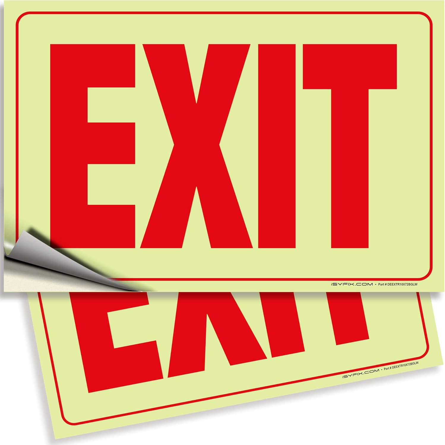 Photoluminescent Exit Signs – 2 Pack, 10×7 Inch, Durable Glow in the Dark Sticke