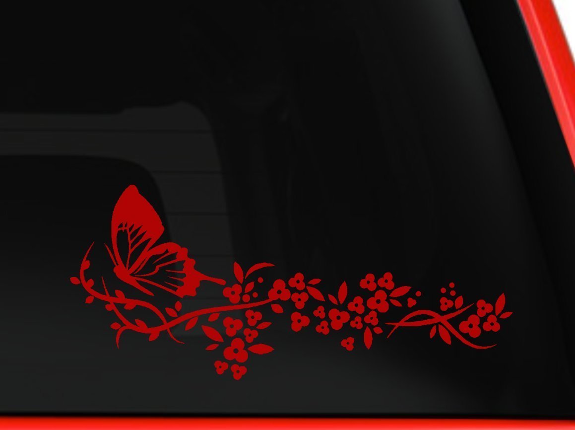 Flower and Butterfly, beautiful nature Decal Stickers Car Window Truck laptop 6"