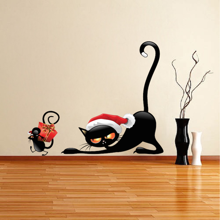 Christmas Cat And Mouse Wall Decals Christmas Wall And Window Decorations, h71