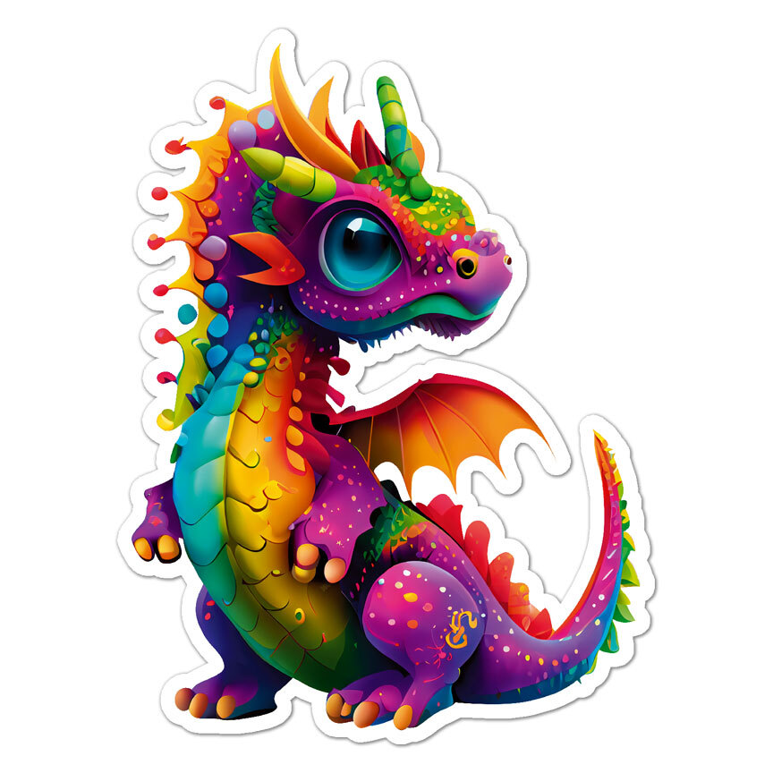 Cute Flying Dragon, Vinyl Decal Sticker, Indoor Outdoor, 3 Sizes, #8787