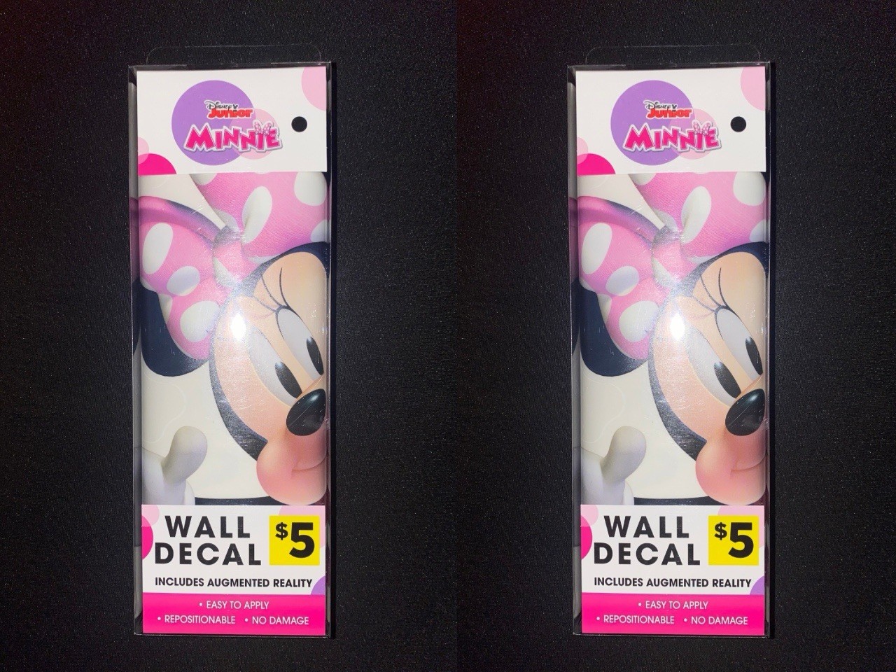 2 Pck Disney Jr Minnie Mouse Wall Decal 13in X 14in w/Augmented Reality Reusable